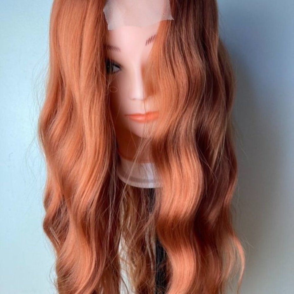 Orange  Middle Part Wig